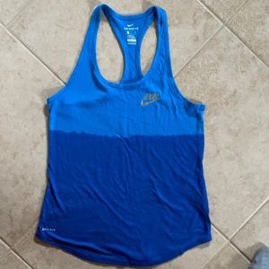 Two-tone blue tie-dye Nike running tank